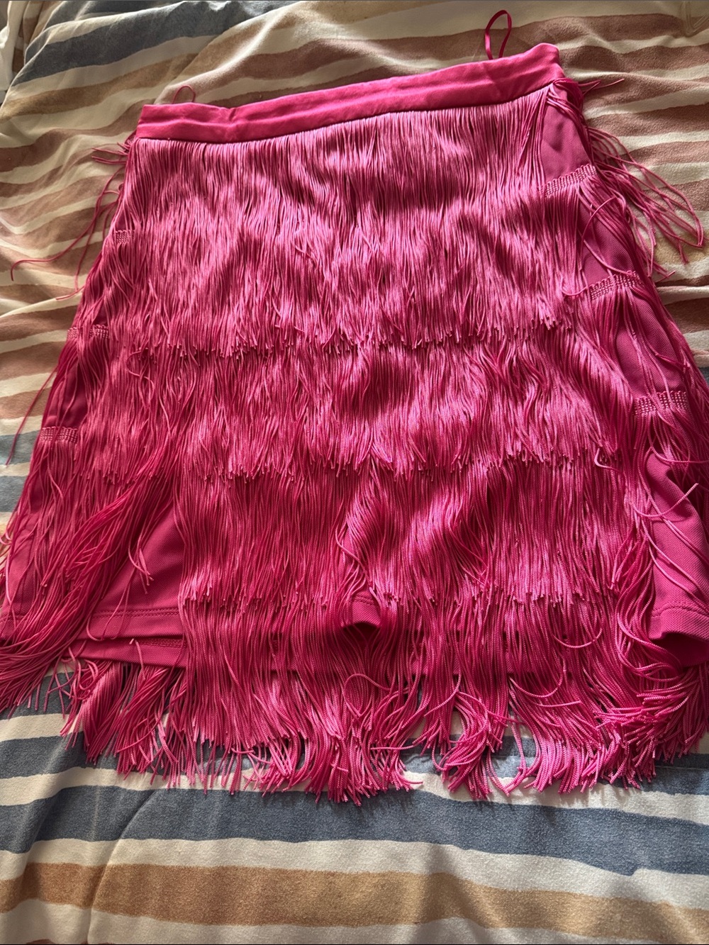 Meshki Hot Pink Fringe Mini Skirt